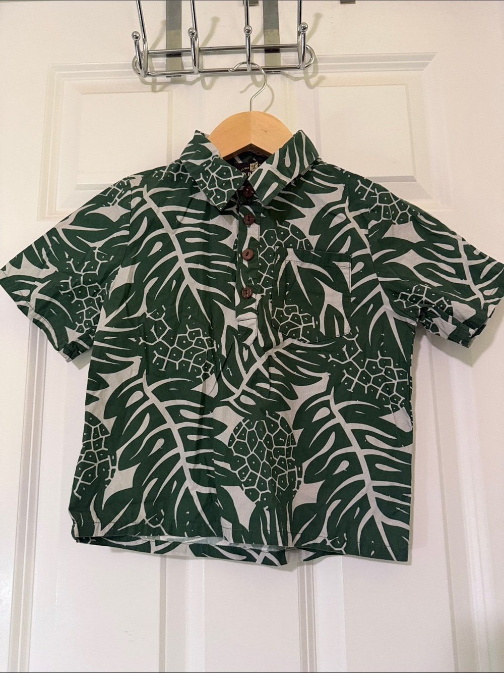 💚 Lex Breezy Hawaii Boy’s Green Aloha Wear Shirt, Ulu Print